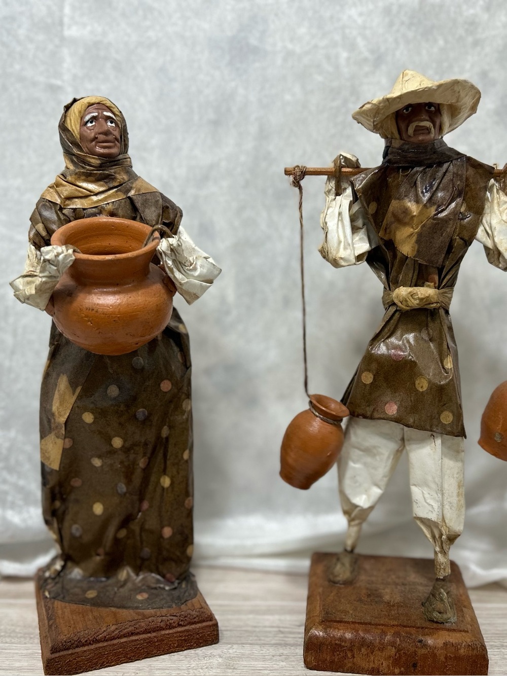 Mexican Folk Art Couple Figurines Mixed Media Made in Mexico